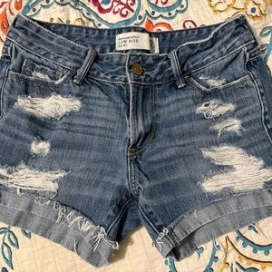 Abercrombie & Fitch Blue Distressed Jean Shorts